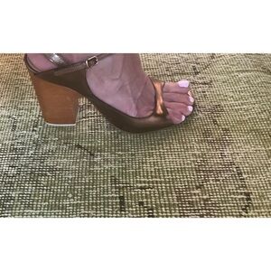 Chloe bronze stacked  high heel sandals